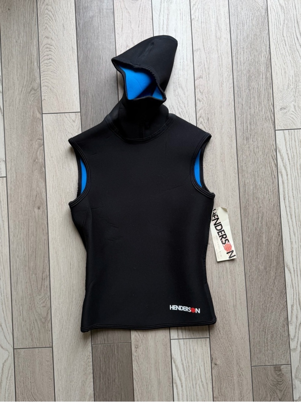 Henderson Women’s Neoprene Hooded Vest in Black with Blue Lining